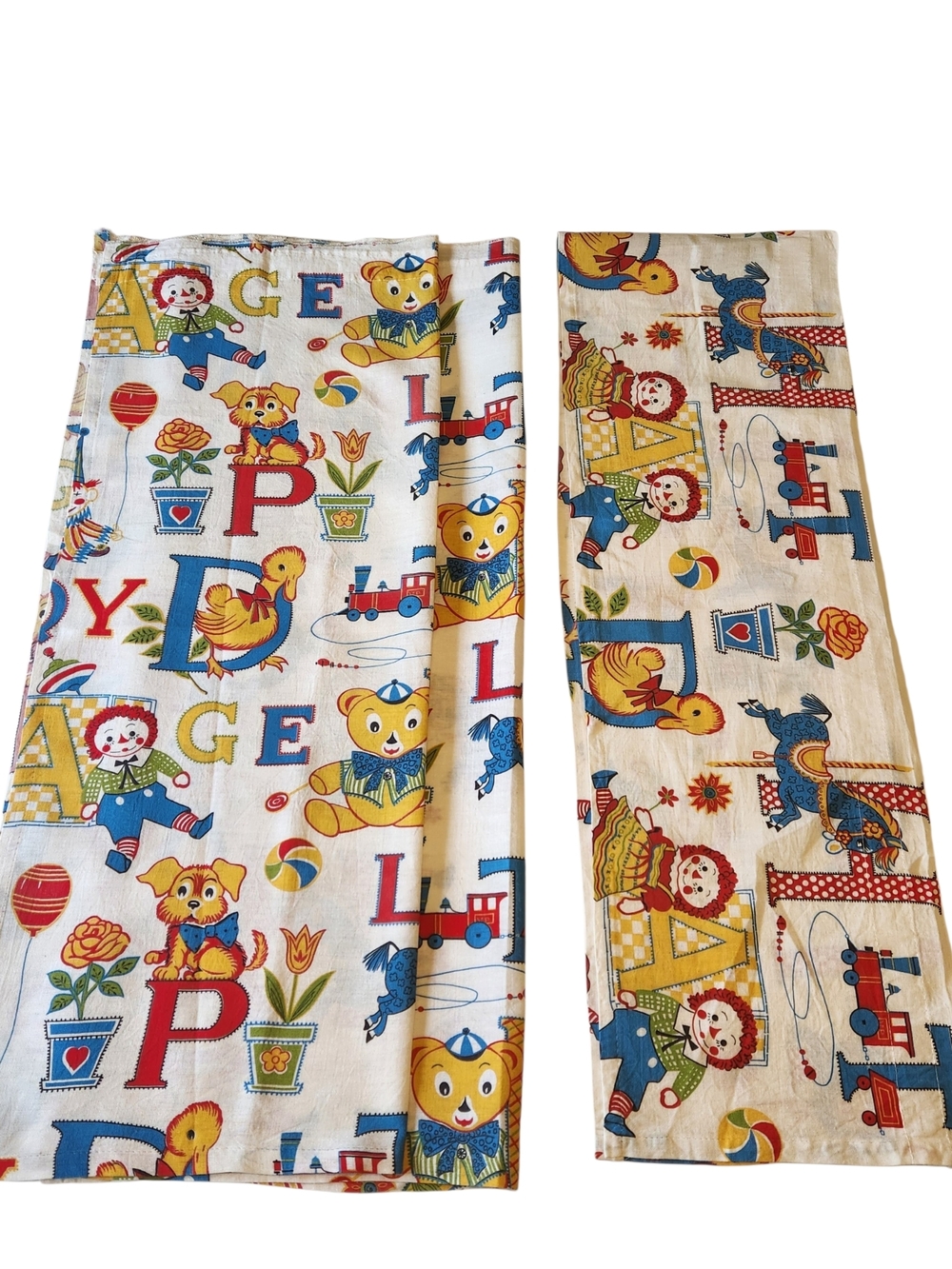 Vintage Raggedy Ann and Andy Alphabet Curtains and Valance Kids Room Nursery